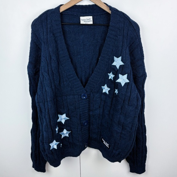Taylor Swift Midnights Cardigan Sweater NEW Medium Large M/L Navy Blue Stars - Picture 2 of 11